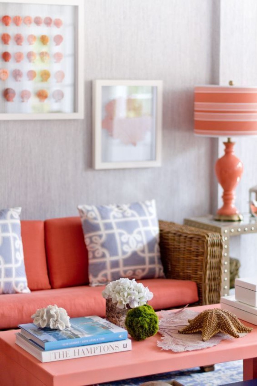 Coral Fabrics Decorating Your Living Room